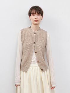 Color : BEIGE_S,BEIGE_M,BEIGE_LCountry of Origin : CHINA Wool Vest, Cable Knit, Knitwear, Cable, China, Wool, Knitting, The Originals, Clothes For Women