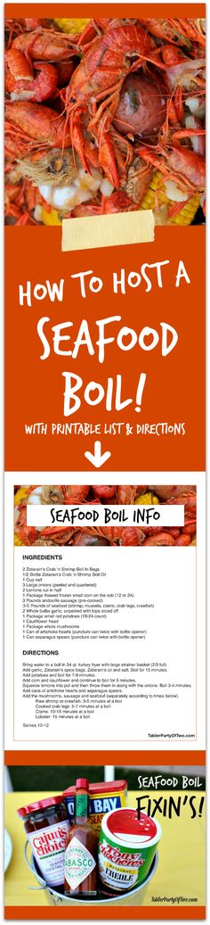 how to host a seafood boil with printable list and directions for the menus