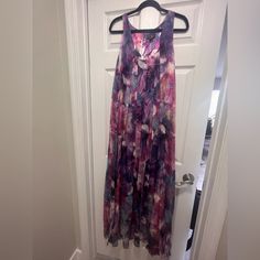 Nwt, Multicolored Anne Klein Collection Size 14 Sleeveless Silk Dress. Retails For $595. Great For A Special Occasion. Sleeveless Multicolor Silk Maxi Dress, Purple Sleeveless Sundress, Purple Silk Floral Print Maxi Dress, Purple Silk Maxi Dress For Summer, Purple Flowy Sleeveless Maxi Dress, Flowy Sleeveless Purple Maxi Dress, Summer Silk Dress In Purple, Summer Purple Silk Dress, Purple Silk Summer Dress