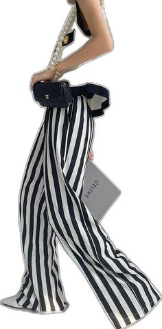 Trendy Striped Wide Leg Pants, Trendy Pinstripe Wide Leg Pants, Trendy Pinstripe Wide Leg Bottoms, Trendy Wide Leg Bottoms With Vertical Stripes, Chic High Waist Pinstripe Wide Leg Pants, Trendy Pinstripe Summer Bottoms, Chic Striped High-waisted Wide Leg Pants, Trendy Pinstripe Bottoms For Summer, Spring Wide-leg Pants With Vertical Stripes