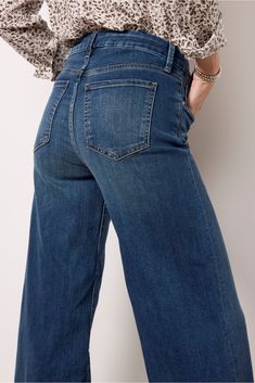 Round out your denim collection with the must-have Meg jean by Kut From The Kloth. This wide leg silhouette is finished in a versatile dark blue wash with a zipper fly closure and ankle-length raw hems. The soft comfort-stretch denim will move with you from day to night. | KUT FROM THE KLOTH Women's Meg Wide Leg Jeans, Size 2, Blue Inside Out Style, Brand Style Guide, Denim Collection, Fashion 101, Short Waist, Fall Shopping, Tee Dress, Work Fashion, Fall Trends