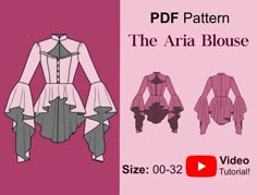 the aria blouse sewing pattern is shown