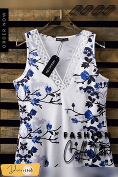 Casual Floral Sleeveless V Neck Plus Size Printed Tank Top Vests Spring Floral Print V-neck Vest, White Floral Print V-neck Tank Top, Fitted Floral Print Sleeveless Vest, Spring Sleeveless Vest For Summer, Spring Floral Print Sleeveless Tank Top, Floral Print Tank Vest For Summer, Summer Floral Print Tank Vest, Loose Tank, Floral Tank Top