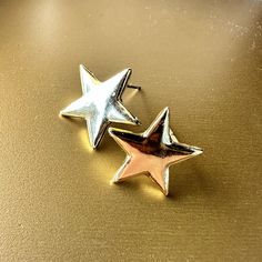 Star Studded Earrings - Eleven10Leather and Designs Gold Starburst Earrings For Party, Gold Starburst Party Earrings, Star-shaped Metal Earrings For Party, Gold Star-shaped Earrings For Party, Trendy Gold Earrings With Star Charm, Star Earrings Stud, Star Studs, Gold Stars, Zinc Alloy