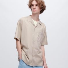 Open Collar Short-Sleeve Shirt Open Collar Short Sleeve Shirt, Casual Shirt Look, Collared Shirt Outfits, Shirt Outfit Men, Collared Shirt, Shirt Sale, Comfortable Outfits, Casual Shirts For Men, Flannel Shirt