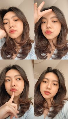 Layer Oval Pendek, Potong Layer, Brown Hair Korean, Korean Medium Hair, Long Hair With Bangs And Layers, Layered Haircuts For Medium Hair, Shot Hair Styles, Haircuts Straight Hair, Haircuts For Medium Hair