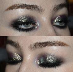 Grunge New Years Makeup, Indie Sleeze Eye Makeup, Grunge Sparkle Makeup, Makeup By Mario Master Metallics Looks, Prom Dark Makeup, 80s Alternative Makeup, 80s Smokey Eye, Smoky Silver Eye Makeup, Messy 90s Grunge Makeup