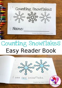 a book with snowflakes on it and the title counting snowflakes easy reader book