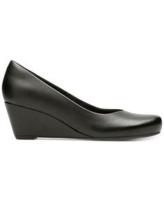 Clarks Collection Women's Flores Tulip Wedge Pumps & Reviews - Pumps - Shoes - Macy's Black Wedge Sandals For Workwear In Spring, Casual Office Wedge Heels, Elegant Black Wedge Sandals For Work, Classic Black Wedge Sandals, Classic Platform Heels In Synthetic Material, Classic Synthetic Platform Heels, Sleek Synthetic Wedge Heels, Elegant Synthetic Wedge Sandals For Work, Wedge Pumps