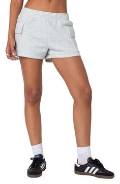 Soft cotton fleece adds cozy comfort to these relaxed shorts popped with on-trend cargo pockets for an ultracool look. Elastic waist Cargo flap-patch pockets 100% cotton Machine wash, dry flat Imported Sporty Cotton Cargo Shorts With Elastic Waistband, Leisure Shorts With Pockets, Cotton Athleisure Bottoms With Multiple Pockets, Cotton Athletic Shorts With Pockets For Leisure, Sporty Cotton Cargo Shorts With Built-in Shorts, Leisure Cotton Athletic Shorts With Pockets, Sporty Cotton Cargo Shorts, Relaxed Fit Sporty Cargo Shorts, Comfortable Cotton Shorts With Pockets