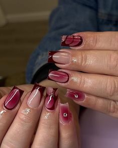 Credits: purpleempessence | IG  nails, inspo, inspiration, ideas, trends, nail polish, nail art, fall, christmas, winter, tutorial, aesthetic, french nails, holiday, silver, jewelry, ring, chrome, brown, long nails, almond nails, stiletto, fashion, glow, glow up, self care, sparkles, beauty, nagel design, flowers, rings, coquette, heart, hearts, glitter, fashion, shiny, cherry red, dark red, wine red, weinrot, dark, ribbon bows, elegant, rich, chic, thanksgiving, that girl, pinterest app, wish list, weihnachten, herbstnägel, winternägel, outfit, autumn, herbst, visionboard, vision board, holidays, gift, gift ideas, acrylic nails, gel nails, herbstnägel, gelnägel, christmas nails, november nails, thanksgiving nails, winter outfits, winter outfit, animal print nails, tortoise shell nails Dark Red Nails Ideas Short, Short Nails Cherry Red, Nail Design Inspiration Square, Christmas Nails Wine Red, Red Chrome French Tip Nails Square Short, Nail Inspo Wine Red, Cherry Red Square Nails, Red Wine Chrome Nails, Cherry Red Nails Square