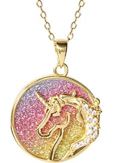 Womens or childs unicorn precious metal gold and cubic zirconia beautiful unicorn glitter necklace Cubic Zirconia Plated Necklaces, Round Plated Charm Necklaces For Gifts, Round Plated Charm Necklaces As Gift, Gift Plated Charm Necklace, Round Plated Charm Necklace Gift, Multicolor 14k Gold Necklace Gift, Pink Gold Plated Round Necklace, Multicolor Round Necklaces With Charms, Iridescent Round Pendant Necklace For Gift