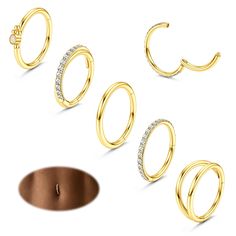 PRICES MAY VARY. 【Hoop Belly Button Rings Set】-You Will Get 5 PCS Different Styles Belly Hoop Rings In One Order ,1 PCS Clear CZ Paved Hoop Belly Piercing,1 PCS Plain Smooth Navel Ring, 1 PCS Opal Clicker Belly Button Rings,1 PCS Double Hoop Belly Rings And 1 PCS Crossed Belly Rings. Minimalist And Unique Styles Can Meet Your Different Outfit Matching Needs. 【14G Belly Button Rings Hoop】-Gauge:14G(1.6mm), Standard Size for Belly Piercing Jewelry. Inner Diameter:10/12mm. These Belly Hoop Ring Can Belly Rings Minimalist, Adjustable Gold Hoop Piercings, Adjustable Gold Hoop Septum Ring, Belly Button Hoop, Gold Belly Button Rings, Rings Minimalist, Belly Button Piercing Jewelry, Belly Piercing Jewelry, Gold Belly Ring