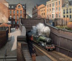 Artist Rob Rowland - Member of the Guild of Railway Artists Transportation Art, Victoria Station, The Guild