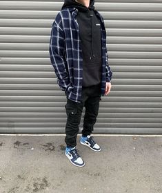 Hoodie And Flannel Outfits Men, Hoodie And Flannel Outfits, Jordan 1 Outfit Men, Air Jordan Outfit, Flannel Outfits, Black Men Street Fashion, Men Street Fashion