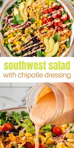 southwest salad with chipotle dressing is the perfect side dish for any summer bbq