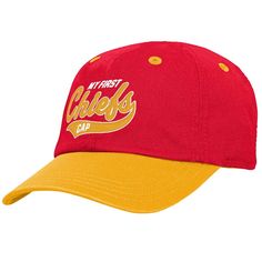 Get your littlest fan ready to cheer on the Kansas City Chiefs with this My First Tail Sweep Slouch Flex Hat. This adorable hat features an embroidered team name with chain-stitched details across the front panels and the team logo across the back. Made from 100% cotton, this slouchy flex-fit hat will keep your little one comfortable and stylish while cheering on the Chiefs. The Chiefs, Flex Fit Hats, Nfl Kansas City Chiefs, Team Name, Team Names, Kansas City Chiefs, The Team, Fitted Hats, Red Gold