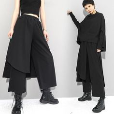 Fashion Womens Loose Straight Pants Trousers Color: Black Material: Cotton Blend Asian Size: M L XL XXL M: Length 86cm/ 33.8inch, Waist 62-88cm/ 24.4-34.6inch L: Length 87cm/ 34.2inch, Waist 66-92cm/ 26.0-36.2inch XL: Length 88cm/ 34.6inch, Waist 70-96cm/ 27.5-37.8inch XXL: Length 89cm/ 35.0inch, Waist 74-100cm/ 29.1-39.3inch Payment Method:  all kinds of payments Shipping: I ship it to US with Standard Speedpak Contact with me:  Please message me i will reply to you within 6 hours Return:  Acce Spring Alternative Fashion Trousers, Edgy Full Length Pants For Spring, Punk Style Stretch Pants For Fall, Punk Stretch Pants For Fall, Fall Trousers For Alternative Fashion, Punk Wide Leg Bottoms For Winter, Fall Punk Stretch Pants, Stretch Pants For Fall Alternative Fashion, Summer Wide Leg Pants For Alternative Fashion