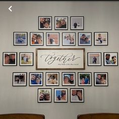 a wall with many pictures and the words together