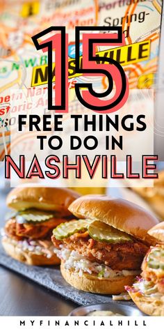 three hamburgers with the title 15 free things to do in nashville