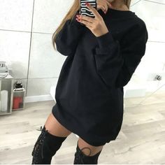 Women's Oversize Sweatshirt Mini Dress Sweater Casual Loose Top Baggy Shirt Oversized Casual Sweatshirt Dress For Spring, Oversized Crew Neck Sweatshirt Dress For Spring, Casual Oversized Sweatshirt Dress For Loungewear, Casual Crew Neck Sweatshirt Dress For Loungewear, Long Sleeve Cotton Sweatshirt Dress, Oversized Crew Neck Sweatshirt Dress For Fall, Oversized Long Sleeve Sweatshirt Dress, Casual Long Sleeve Sweatshirt Dress For Fall, Relaxed Fit Crew Neck Sweatshirt Dress