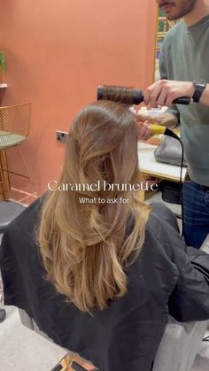 Samantha Cusick London on Instagram: "We’re so obsessed with this Caramel brunette balayage on @melissatattam! We added some soft layers to highlight the length and texture of the hair, plus a delicate fringe to flatter the face shape, and create all of the movement. Ready for the Caramel Brunette Glow-up? Save this for your upcoming salon appt. 🍸" Brunette Golden Hair, Solid Caramel Hair, Warm Brown Hair Color With Highlights, Soft Caramel Hair, Belliage Hair Brunette, Honey Babylights On Brown Hair, Medium Soft Layered Hair, Honey Brown Hair With Highlights Caramel, Caramel Extensions