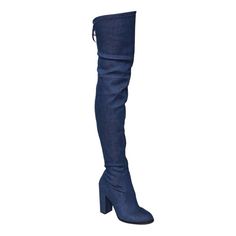 GF58 Women's Drawstring Inside Zip Block Heel Snug Fit Thigh High Boots - Blue Denim - CJ12N33UZO1 - Women's Shoes, Boots, Over-the-Knee  #OvertheKnee #Women's #Shoes # #Boots # #OvertheKnee Blue Thigh High Boots, Blue Knee High Boots, Womens Thigh High Boots, Knee High Boots Winter, Black Thigh High Boots, Black Thigh High, Thigh Boots, Thigh Boot, Slouched Boots