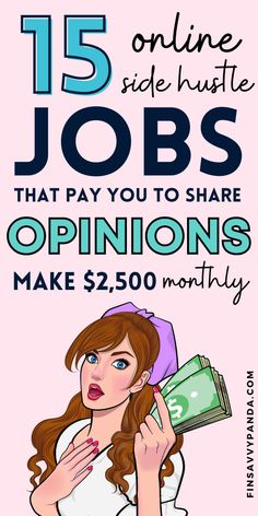 a woman with money in her hand and the words 15 online jobs that pay you to share