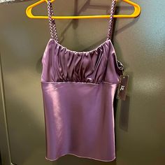 Size Medium Nwt Y2k Originally $36 Juniors Y2k Style Spaghetti Strap Camisole For Night Out, Y2k Camisole With Spaghetti Straps For Night Out, Purple Camisole For Night Out In Spring, Y2k Style Camisole For Night Out In Summer, Chic Fitted Purple Camisole, Blue Cami, Satin Camisole, White Cami, Green Tops