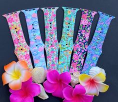 The ultimate summer bundle!  Our top 6 summer favorites :)    *Your Apple Watch Bands are unique and one of a kind!    Comes with 6 Apple Watch Bands: Pink tropics, seashells, flamingo, Tropical, summer blooms, and ocean life.   *Watch Size: Compatible with 38mm, 40mm, 41mm, 42mm, 44mm, 45mm watch sizes.  *Watch Band Lengths:   38-41mm - Small/Medium fits wrist circumference 5.1-7.1 inches (130-180 mm) - Medium/Large fits wrist circumference 5.9-7.9 inches (150-200 mm)   42-45mm - Small/Medium f Apple Watch Hacks, Cute Apple Watch Bands, Apple Watch Bands Fashion, Apple Watch Wristbands, Flamingo Theme, Cute Camera, Apple Watch Accessories, Jewelry Accessories Ideas, Love And Basketball