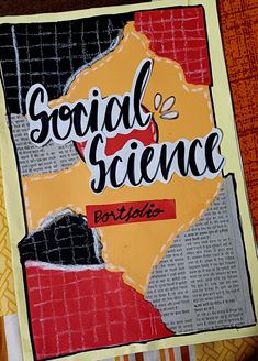 a piece of paper with the words social science written in black and red on it