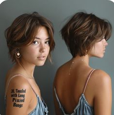 Short Hair Long In Front Short In Back, Shaggy Pixie Back View, Fashionable Short Hair, Long Pixie Middle Part, Famous Women With Short Hair, Long Pixie Haircuts For Women, Long Pixie Straight Hair, Pixie Bangs Short, Pixie Curtain Bangs