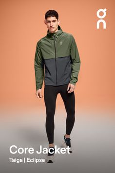 Cover up or pack it up – this versatile running jacket is your go-to basic for an everyday, all-weather wardrobe | On Men's Core Jacket in Taiga/Eclipse, Size: Small. Cold weather running, breathable, packable Road Running. Performance Running | Recycled Polyamide Cold Weather Running, Running In Cold Weather, Versatile Jacket, Light Knit, Running Jacket, Road Running, Knitting Materials, Warm Weather, Water Repellent