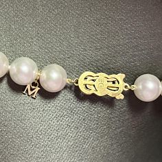 Magnificent and Very Rare Mikimoto Estate Akoya Pearl Necklace 18" 18k Y Gold 10 mm Certified $106,000 M106000 Estate Mikimoto 43 Pearls LARGE 10 mm 18 Inches 18 KT Yellow Gold ClaspTRUSTED SELLER SINCE 2002PLEASE REVIEW OUR 100% POSITIVE FEEDBACKS FROM OUR HAPPY CLIENTSPLEASE SEE ATTACHED MIKIMOTO CERTIFICATE AND APPRAISAL FOR DETAILSMikimoto New York730 Fifth Avenue New York, NY 10019FREE PRIORITY SHIPPINGDETAILSStone: Fine Quality Japanese Akoya PearlPearl Shape: RoundPearl Color: Pink/WhiteL Luxury Single Strand Yellow Gold Pearl Necklace, Luxury High Luster Necklaces For Formal Occasions, Luxury Single Strand Pearl Necklace, Luxury White Gold Necklace With Hallmarks, Luxury Akoya Pearl Necklace, Luxury Yellow Gold Necklace With High Luster, Luxury Yellow Gold Pearl Necklace With Round Beads, Luxury 14k Yellow Gold Pearl Necklace, Fine Jewelry Yellow Gold Necklace Aaa Quality