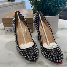 Christian Louboutin Fifi Spikes Heel, New In Box And Never Worn. A Bit Too Small For Me. Gorgeous Shoes. No Returns Or Refundsplease Ask Questions. Silver Spiked Heels For Formal Occasions, Leather Heels With Spikes For Evening, Silver Heels With Spikes For Formal Occasions, Leather Heels With Silver Studs For Night Out, Leather Heels With Silver Studs For Formal Occasions, Silver Studded Heels For Evening, Leather Heels With Silver Studs For Evening, Leather Heels With Silver Studs For Party, Formal Leather Heels With Spikes