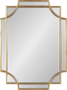 a gold framed mirror with an art deco design on the front and bottom part of it