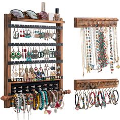 PRICES MAY VARY. 【𝐏𝐚𝐭𝐞𝐧𝐭 𝐖𝐚𝐥𝐥 𝐉𝐞𝐰𝐞𝐥𝐫𝐲 𝐎𝐫𝐠𝐚𝐧𝐢𝐳𝐞𝐫】 This wall jewelry organizer is designed by professional design team and applied for a patent in the US. It’s the only one you can find in the market. 【𝐒𝐞𝐭 𝐨𝐟 𝟑 𝐖𝐚𝐥𝐥-𝐦𝐨𝐮𝐧𝐭𝐞𝐝 𝐉𝐞𝐰𝐞𝐥𝐫𝐲 𝐎𝐫𝐠𝐚𝐧𝐢𝐳𝐞𝐫】 1 earring organizer with 80 holes and 84 slots and 2 necklace rack. Perfect for display and keep jewelry easily to access. 【𝐑𝐮𝐬𝐭𝐢𝐜 𝐖𝐨𝐨𝐝𝐞𝐧 𝐖𝐚𝐥𝐥 𝐉𝐞𝐰𝐞𝐥𝐫𝐲 𝐎𝐫𝐠𝐚𝐧𝐢𝐳𝐞𝐫】This je Wall Jewelry Organizer, Rustic Jewelry Organizer, Jewelry Holder Wall, Pine Wood Walls, Jewellery Storage Display, Wall Mount Jewelry Organizer, Jewelry Hooks, Pine Walls, Jewelry Organizer Wall