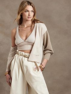 Saw this on Banana Republic: Everyday Luxury, Women's Sweaters, Knit Stitch, Cashmere Cardigan, Staying In, Soft Style, Cashmere Sweaters, Latest Fashion Trends, Bralette