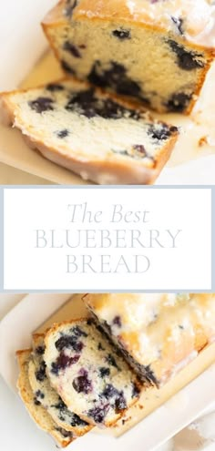 the best blueberry bread is sliced and ready to be eaten