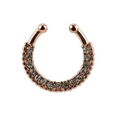 Claires Rose Gold Crystal Faux Hoop Nose Ring is a beautiful starter or complement to your jewelry collection. This rose gold-tone, stainless steel, faux nose ring with faux crystal accents is easy to use. Adjustable metal cuff is the perfect accessory for women without nose piercings. Nose rings add a little edge to your look. This cute and stylish design completes your outfit. Treat yourself and express who you really are. Great for adults. Size: S.  Color: Metal Type.  Gender: unisex.  Age Gr Nose Ring Men, Piercings Nose, Hoop Nose Ring, Faux Nose Ring, Nose Piercings, Rose Gold Crystal, Nose Rings Hoop, Women Rising, Nose Rings