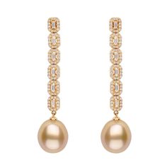 Be the shining star of any event with our Golden South Sea Pearl & Diamond Earrings! These stunning earrings feature a unique design with baguette cut diamonds and golden south sea pearl drops, providing the perfect touch of elegance for any outfit. Elevate your style and make a statement with these exquisite earrings. Diamond Long Earrings, Pearl Diamond Earrings, Golden South Sea Pearls, Pearl And Diamond Earrings, Sea Pearl, Pearl Hoop Earrings, Baguette Cut Diamond, Shining Star, South Sea Pearls