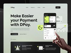 a person holding a cell phone in front of a screen with the words make easier your payment with dpay