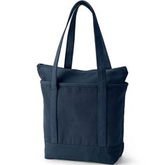 A reliable bag just makes life easier. Something strong well-made and roomy will come in handy when you're heading to the library going to pilates class or just shopping for groceries on the weekend. Enter the Lands' End Canvas Tote Bag. Made from pure cotton this zippered bag will last through all of life's adventures. It can hold up to 500 pounds - we've tested it to make sure - so it can easily handle your water bottle jacket and books. The water-repellent base and trim won't get soggy if you Functional Cotton Softback Bag, Practical School Tote Bag, Practical Softback Shoulder Bag For Everyday Use, Everyday Softback Shoulder Bag With Reinforced Handles, Practical Softback Bag For Everyday Use, Everyday Shoulder Bag With Reinforced Handles, Practical School Bags In Canvas, School Tote Shoulder Bag With Reinforced Handles, Daily Use Tote Gym Bag With Pockets