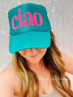 Ciao Trucker Hat •adjustable snap back w/ sweatband •tat 14 business days Trendy Adjustable Visor Snapback Hat, Summer Baseball Cap With Sweatband, Adjustable Summer Hat With Sweatband, Summer Hats With Sweatband, Summer Hats With Sweatband One Size Fits Most, Trendy Green Trucker Hat For Sports, Trendy Adjustable Sports Hat, Casual Adjustable Hat With Sweatband, Casual Visor Hat With Sweatband