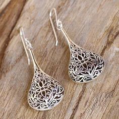 Sterling silver dangle earrings, 'Filigree Teardrop' - Artisan Crafted Sterling Silver Dangle Earrings (image 2b) Paw Print Jewelry, Ribbon Jewelry, Filigree Jewelry, Printed Jewelry, Silver Dangle Earrings, Sterling Silver Dangle Earrings, Silver Earrings Dangle, Artisan Craft, Gorgeous Earrings