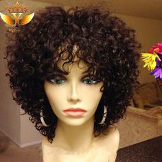 African American Curly Hairstyles, Wig Hairstyles Black Women, Hairstyles With Bang, Curly Wig Hairstyles, Curly Full Lace Wig, Hairstyles Black Women, Short Curly Wigs, Curly Wig