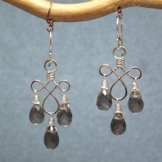 Hammered curled wire with your choice of stones Chandelier Earrings, Bronx, Handmade Items, Ships, Personalized Items, Drop Earrings, Stone