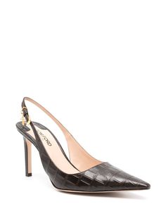 TOM FORD Angelina 85mm Leather Pumps - Farfetch Luxury Brown Slingback Pumps For Work, Brown High Heel Slingback Pumps With Buckle, Brown High Heel Slingback Pumps With Buckle Closure, Luxury Brown Slingback Pumps With Buckle Closure, Tom Ford White Heels, Tom Ford Padlock Heels, Silver Tom Ford Heels, Black Tom Ford Heels, Tom Ford Heels