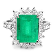 4.80 Carats Natural Emerald And Diamond 14k Solid White Gold Ring Total Natural Green Emerald Weight Is: Approx. 3.90 Carats Emerald Measures: 8 X 10 Mm Natural Round Diamonds Weight: Approx. 0.90 Carats (Color G-H / Clarity Si1-Si2) Ring Size: 7 (Free Re-Sizing Available) Ring Total Weight: Approx. 6.7 Grams Sku #Pa12 Formal White Emerald Ring With Prong Setting, Formal White Emerald Ring With Vvs Clarity, White Emerald Ring In Platinum, Elegant White Emerald Ring For Formal Occasions, Gia Certified Emerald Ring For Formal Occasions, Natural Diamond Ring, Etsy Gold Ring, Blue Sapphire Diamond, Diamond Cocktail Rings