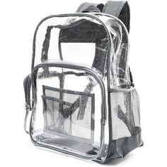 Carry your essentials in this clear black backpack from Juvale. The clear backpack has a black lining and straps which add a new highlight to it. The bag has 3 compartments and 2 mesh pockets for water and an umbrella. You can use this bag for school, travel, trips, hiking, and gym. Made from heavy-duty PVC material, this bag has a sturdy build and is durable. Clear Standard Backpack For Travel, Back To School Travel Backpack With Clear Strap, Clear Backpack For Everyday Use And Back To School, Back To School Backpack With Clear Strap, Daily Use Backpack With Transparent Straps, Clear Standard Backpack For School, Clear Rectangular Backpack For School, Clear Rectangular Backpack For Back To School, Clear Backpack For Travel